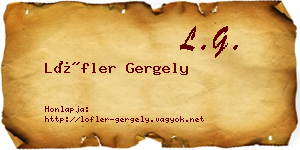 Löfler Gergely névjegykártya